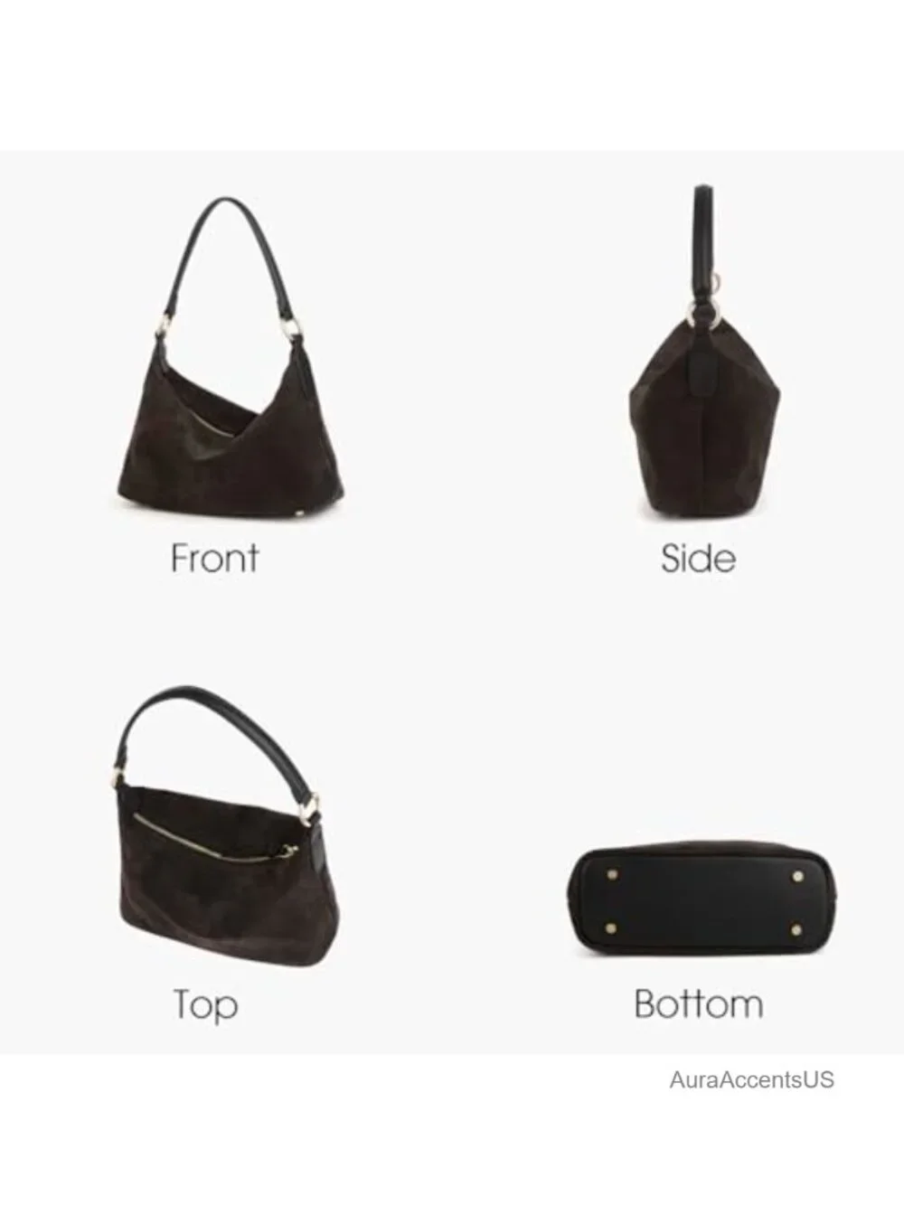 Slouchy Cowhide Suede Crescent Hobo Shoulder Bag Hand-Stitched